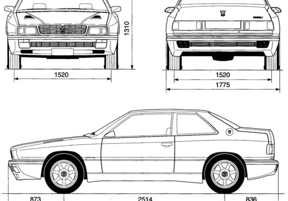 Maserati Ghibli (1992) (Мазерати Гибли (1992)) - чертежи (рисунки) автомобиля